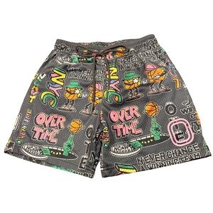 Overtime Graphic Grey Basketball Shorts - Boys size L